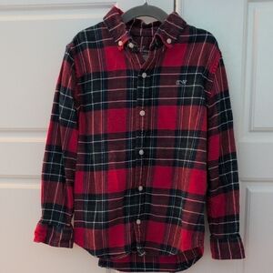 Vineyard Vines Kids Red and Black Plaid Shirt